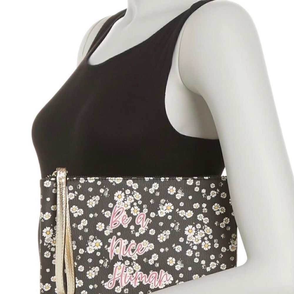 Betsey Johnson “be a nice human “ floral wristlet pouch - Picture 2 of 10